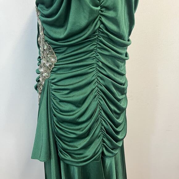 Vintage 80s Dynasty David Rose Dress sz 16 Green Jewels Sequins Cocktail Wedding - Picture 11 of 16